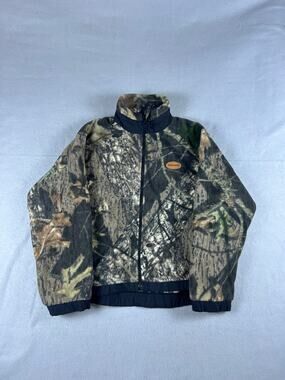 Vintage Browning Jr Fleece Jacket Youth L Mock Neck Camo Outdoor Hunting Sports